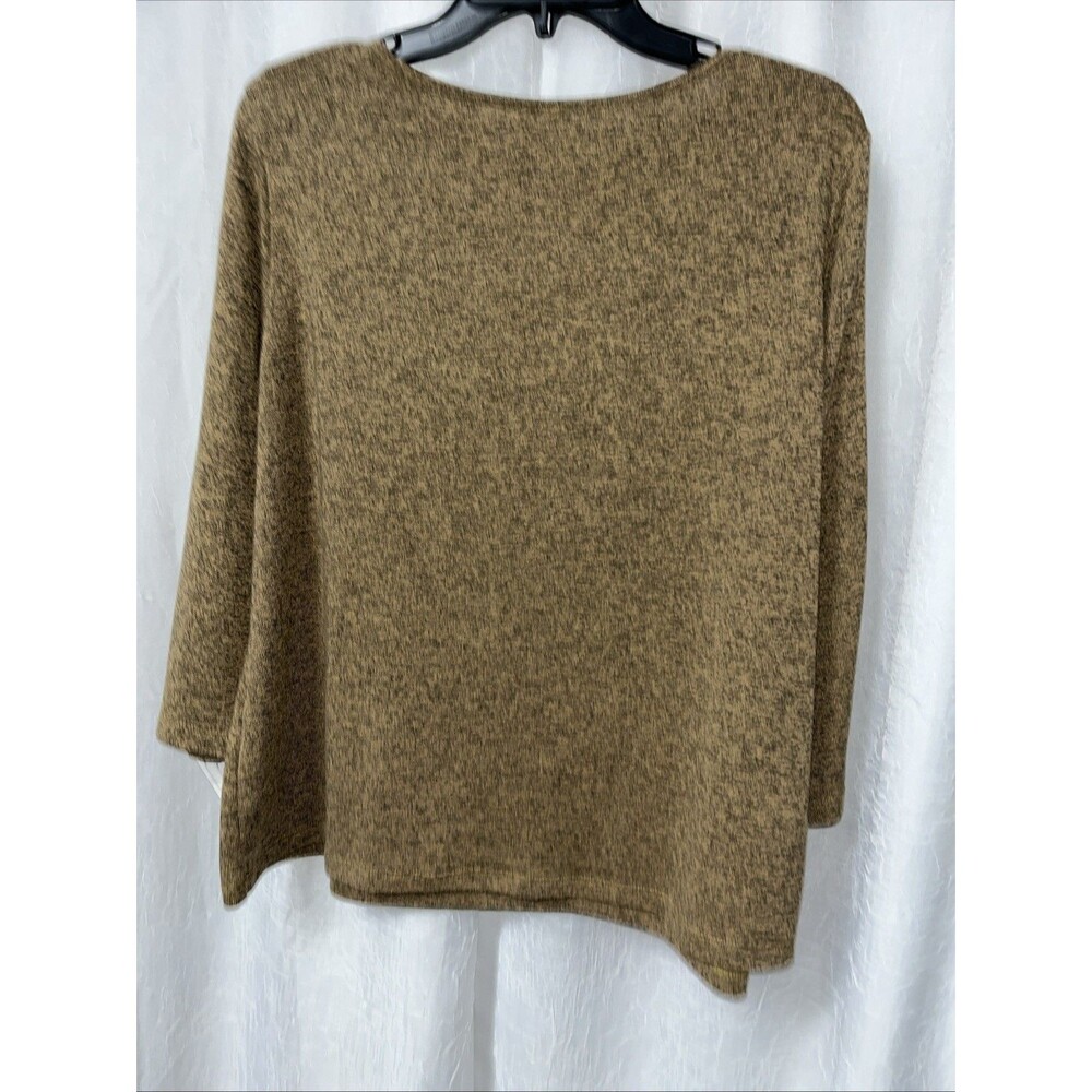Clara Sun Woo Women's Boat Neck Top 3/4 Sleeves Brown Pullover Size Large - Picture 6 of 6